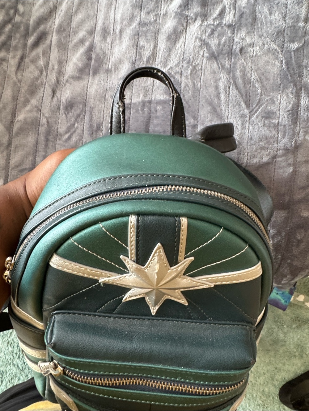 Loungefly Captain Marvel Backpack - Green and Silver Version - Picture 3 of 3